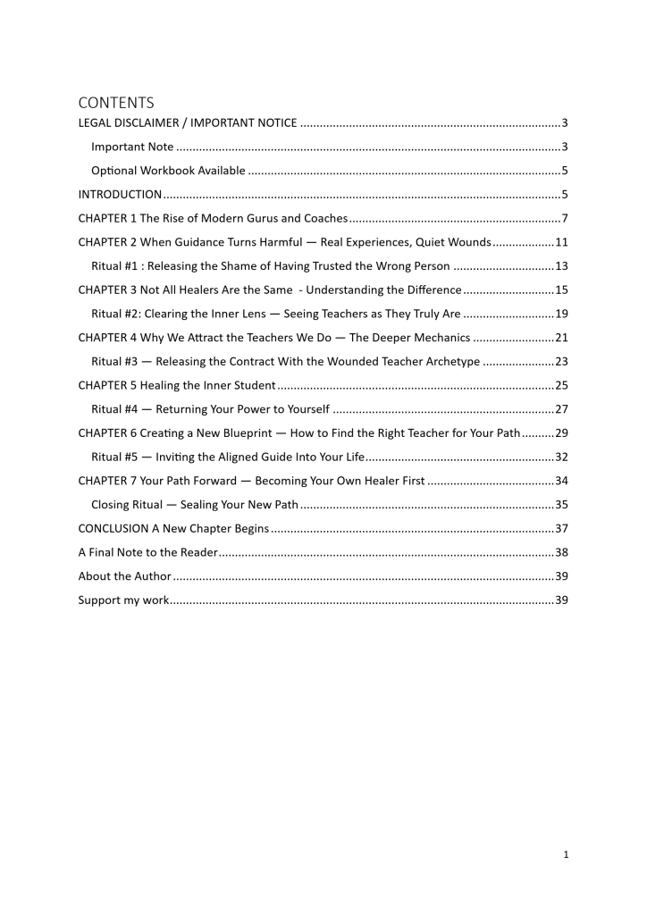 Healers and healers Contents